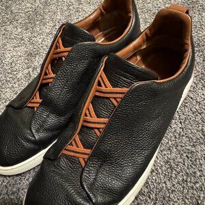Zegna Black and Brown Triple Stitch Sneakers [Sold]